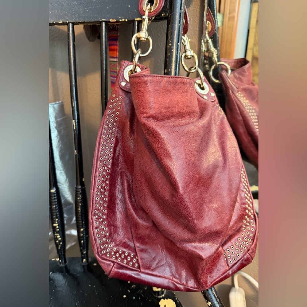 Rebecca Minkoff Deep Red Leather Bag with Gold Accents